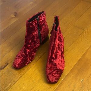 Velvet Red Ankle Boots from Mango Whimsygoth size 9 euro 40 new